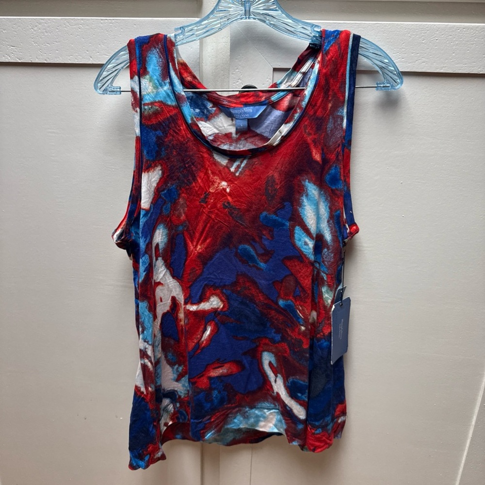 Simply Vera Wang Women's Large Tank Top Red White And Blue NWT